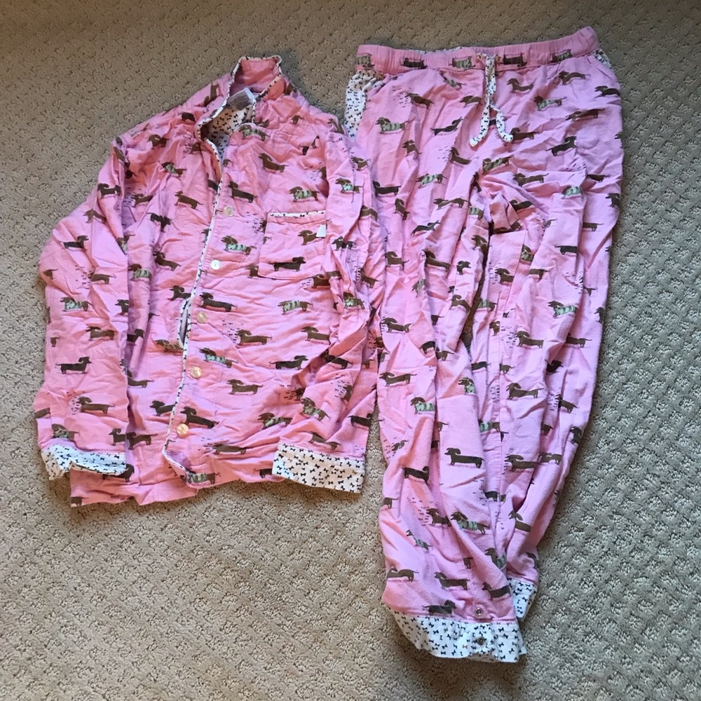 pink dog pj set